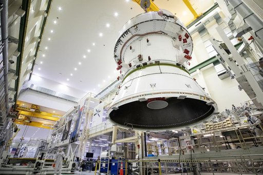 Artemis II Orion Lift Pre Saw Installation