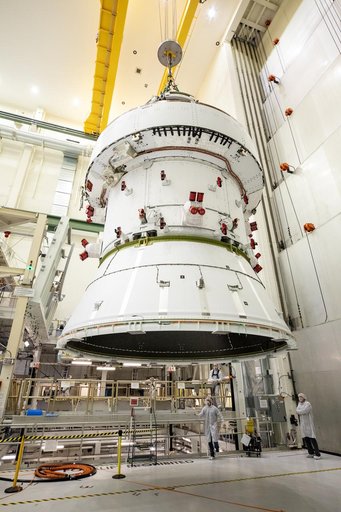 Artemis II Orion Lift Pre Saw Installation