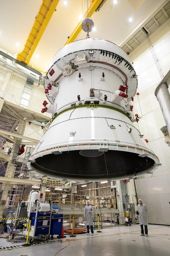 Artemis II Orion Lift Pre Saw Installation