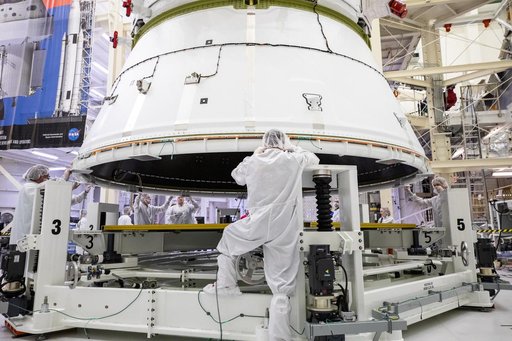 Artemis II Orion Lift Pre Saw Installation