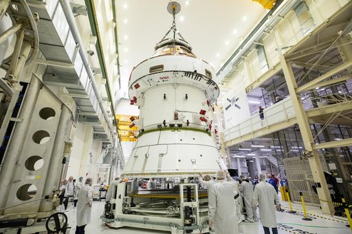Artemis II Orion Lift Pre Saw Installation