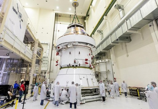 Artemis II Orion Lift Pre Saw Installation