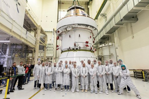 Artemis II Orion Lift Pre Saw Installation