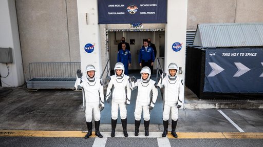 SpaceX CCP Crew-10 Astronaut Crew Walkout Outside O&C