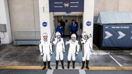 SpaceX CCP Crew-10 Astronaut Crew Walkout Outside O&C