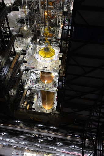 Core Stage Lift to Vertical for Move to High Bay 3