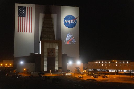 Artemis II Mission Patch on VAB