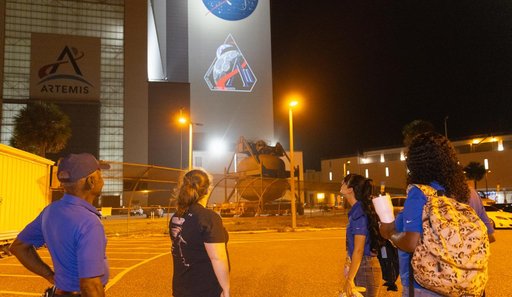 Artemis II Mission Patch on VAB