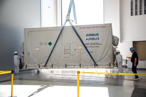 Sentinel-6B Spacecraft Arrival at Astrotech, VSFB