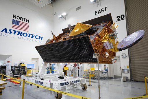 Sentinel-6B Spacecraft Mated to Work Stand