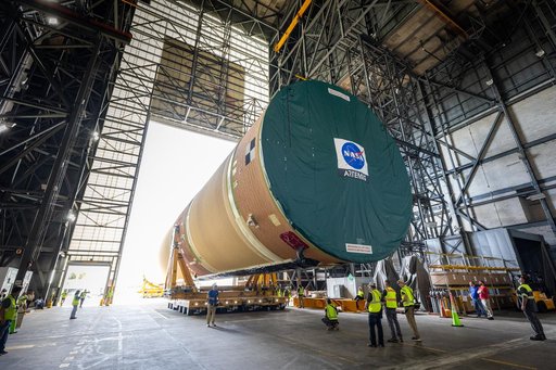 Artemis III Core Stage Arrival at VAB