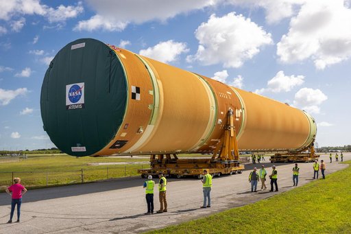 Artemis III Core Stage Arrival at VAB