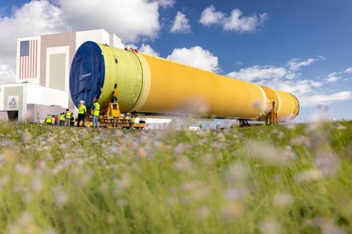 Artemis III Core Stage Arrival at VAB