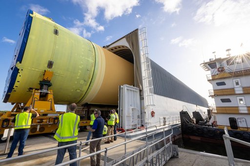 Artemis III Core Stage Arrival at VAB