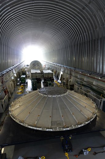 Roman Space Telescope and Artemis III SLS Core Stage Weather Cover Arrive at KSC