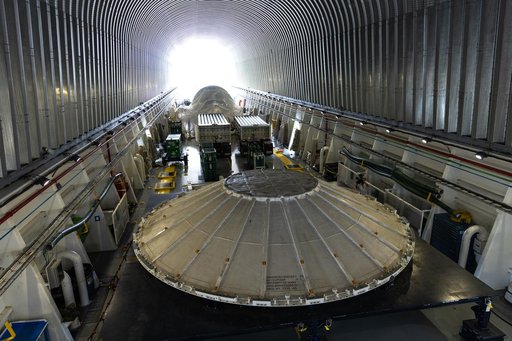 Roman Space Telescope and Artemis III SLS Core Stage Weather Cover Arrive at KSC