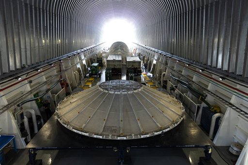 Roman Space Telescope and Artemis III SLS Core Stage Weather Cover Arrive at KSC