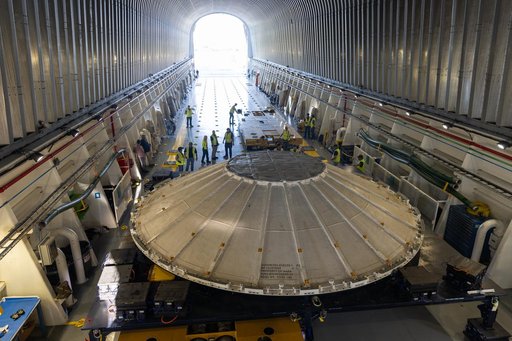 Artemis III SLS Core Stage Weather Cover Arrival
