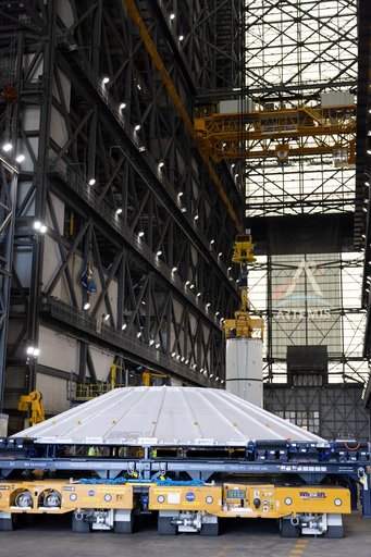 Artemis III SLS Core Stage Weather Cover Arrival