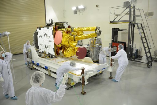 SMAP Spacecraft Rotate & Placed on Fixture