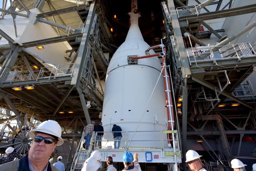 Orion is Lifted for Mating with Delta IV
