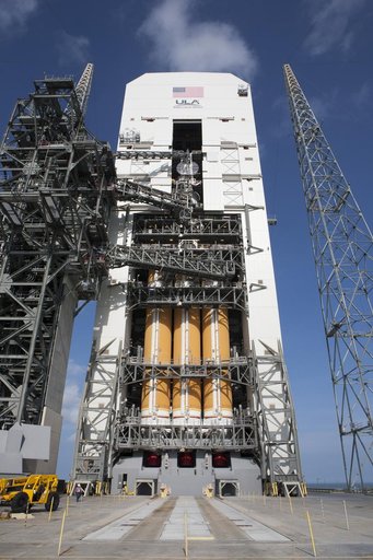 The Doors are Opened Showing Orion and Delta IV