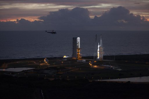 Aerials of Orion on Launch Pad 37 from Helicopter