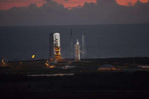 Aerials of Orion on Launch Pad 37 from Helicopter
