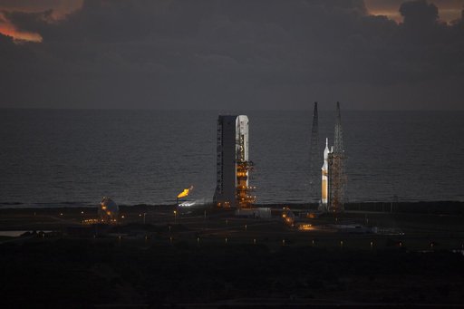 Aerials of Orion on Launch Pad 37 from Helicopter