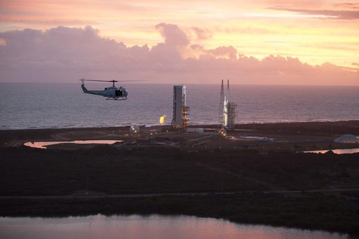 Aerials of Orion on Launch Pad 37 from Helicopter