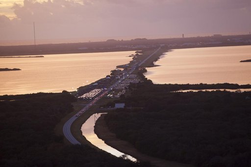 Aerials of Orion on Launch Pad 37 from Helicopter