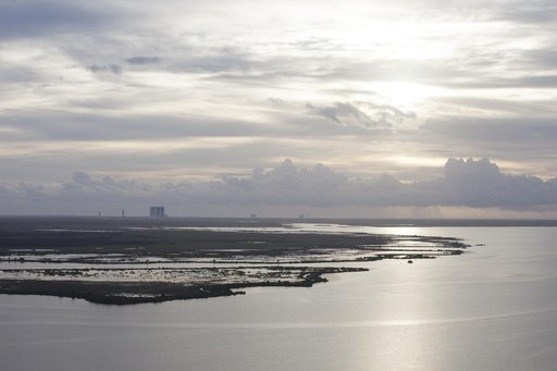 Aerials of Orion on Launch Pad 37 from Helicopter