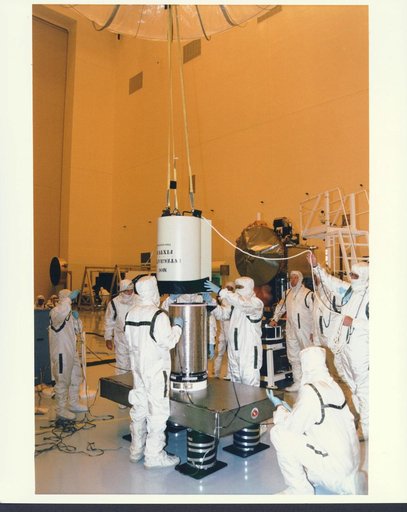 KENNEDY SPACE CENTER, FLA. -  In the Payload Hazardous Servicing Facility at KSC, installation is under way of the Mars Orbiter Camera (MOC) on the Mars Global Surveyor spacecraft.  The MOC is one of a suite of six scientific instruments that will gather data about Martian topography, mineral distri