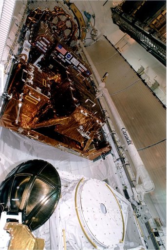 KENNEDY SPACE CENTER, FLA. -  The Payload is seen inside of the Bay just before the doors are closed for flight at KSC's Launch Pad 39A.   Discovery, the orbiter for the STS-82 mission, is ready for the launch of the second Hubble Space Telescope service mission.  The payload consists of the Near In