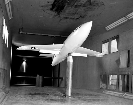 Bell X-1 Research Model on Single Support Strut in 7 x 10 Foot Wind Tunnel