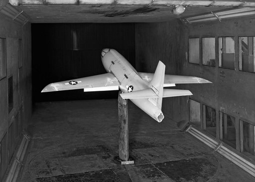 Bell X-1 Research Model on Single Support Strut in 7 x 10 Foot Wind Tunnel