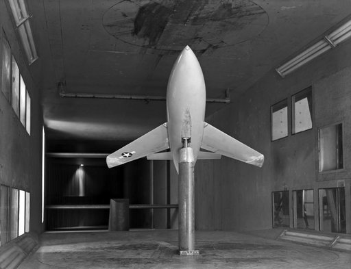 Bell X-1 Research Model on Single Support Strut in 7 x 10 Foot Wind Tunnel