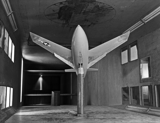 Bell X-1 Research Model on Single Support Strut in 7 x 10 Foot Wind Tunnel