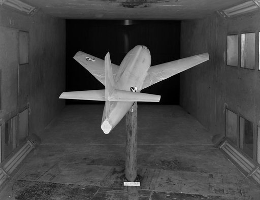 Bell X-1 Research Model on Single Support Strut in 7 x 10 Foot Wind Tunnel