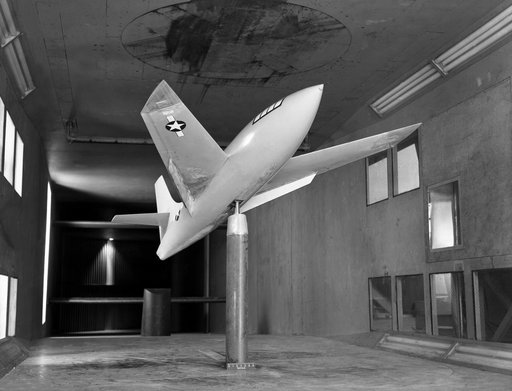Bell X-1 Research Model on Single Support Strut in 7 x 10 Foot Wind Tunnel
