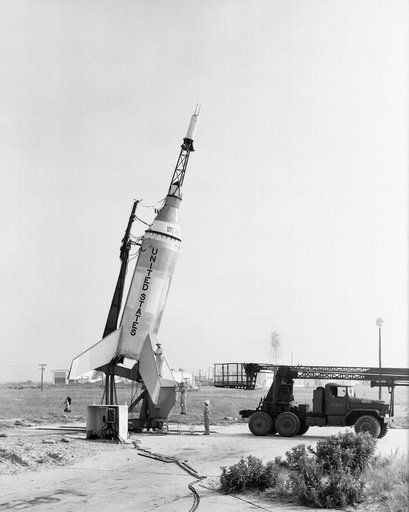 Little Joe on launcher at Wallops Island