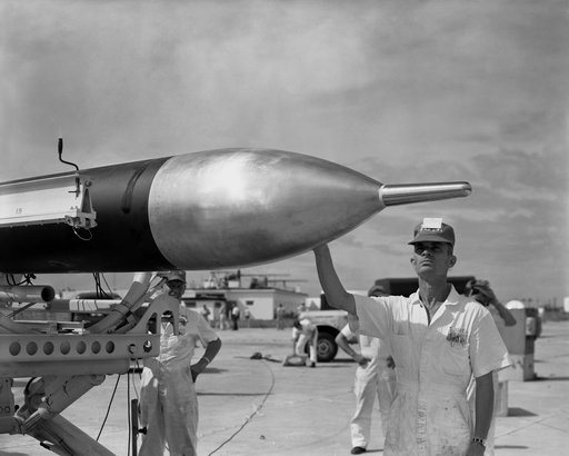 First AFSWC Javelin Sounding Rocket On Launcher at Wallops Island.