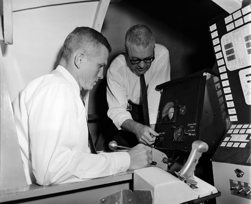 Frank Borman in Visual Docking Simulator