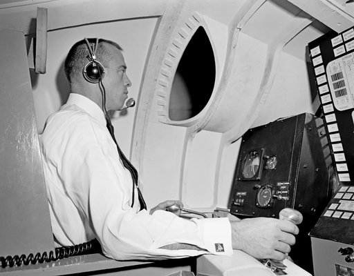 Alan Shepard in the Rendezvous Docking Simulator