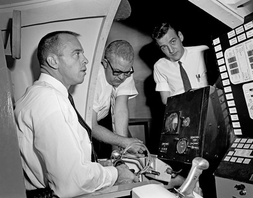Alan Shepard in the Rendezvous Docking Simulator