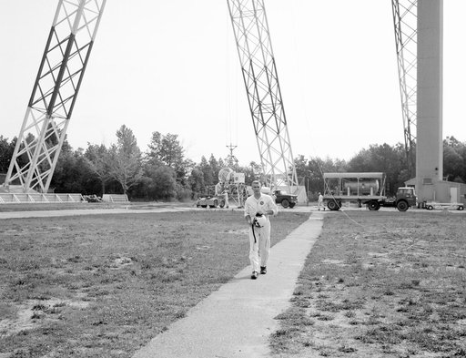 Astronaut Eugene Cernan at Lunar Lander Research Facility