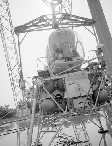 Astronaut Eugene Cernan at Lunar Lander Research Facility