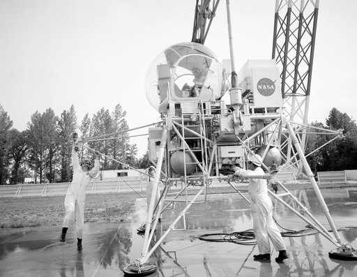 Astronaut Eugene Cernan at Lunar Lander Research Facility