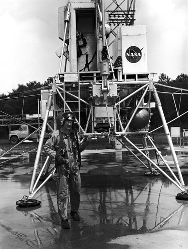 Edwin "Buzz" Aldrin at the (LLRF) Lunar Landing Research Facility