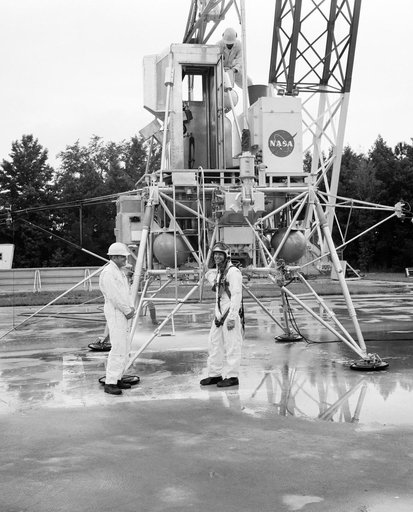 Astronauts Conrad and Bean at Lunar Landing Research Facility